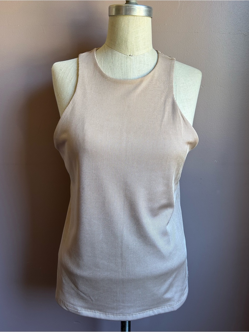 A New Day Beige Ribbed Tank Top Size Medium